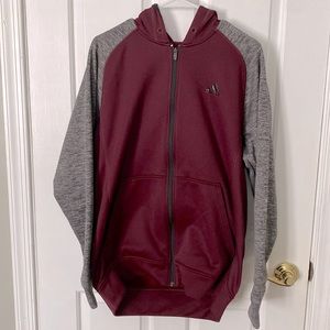Excellent Condition! Mens Adidas Grey and Burgandy/Wine Sz Large Full Zip Hoodie